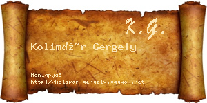 Kolimár Gergely névjegykártya