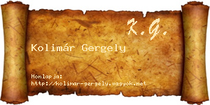 Kolimár Gergely névjegykártya